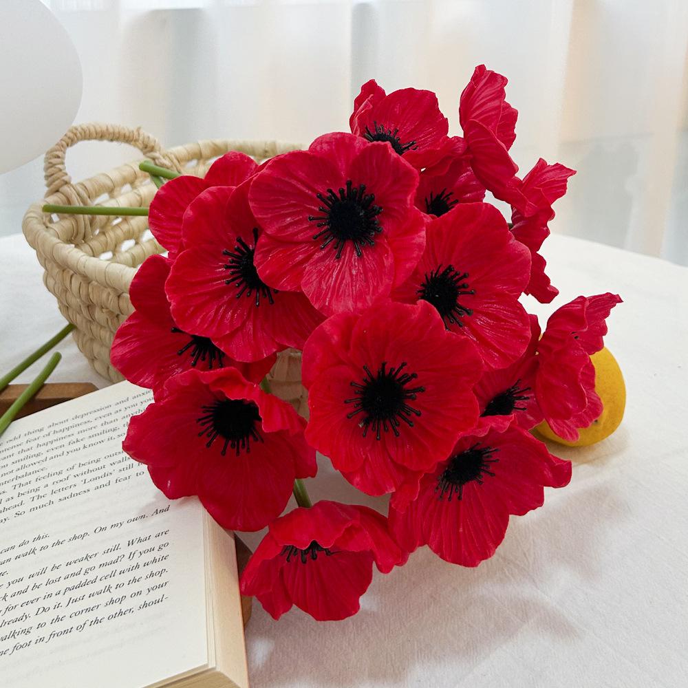 Simulation Pu Poppy Fake Flower, Single Poppy Mini Artificial Flower Home Flower Arrangement Decoration