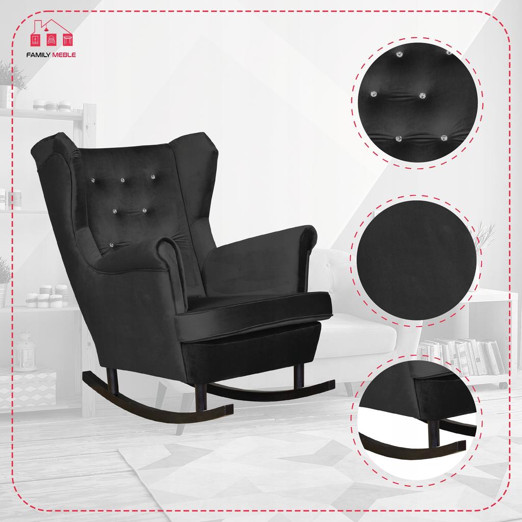 Diana Rocking Chair Scandinavian Family Meble Deep Black R31