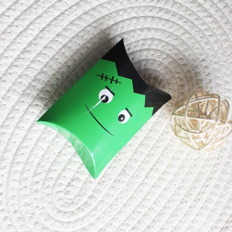 10/20pcs Halloween Pillow Shaped Candy Box Gift Box, Halloween Pumpkin Boo Ghost Witch Gift Box