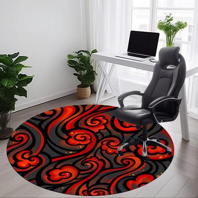 1pc Abstract Swirls Carpet, Round Non Slip Durable Large Size Office Carpet, Suitable for Office