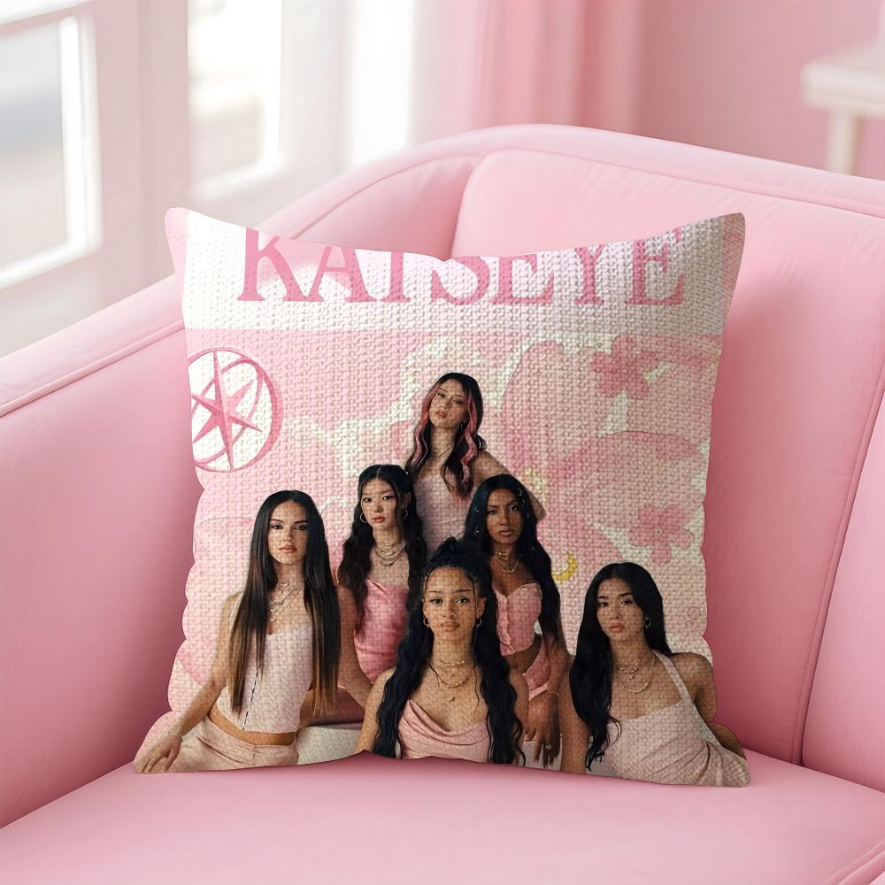 Band KKatseye Cushion Cover Natural Linen Pillow Case DoubleSided Print Decorative Sofa Pillowcase Home Decor Gift
