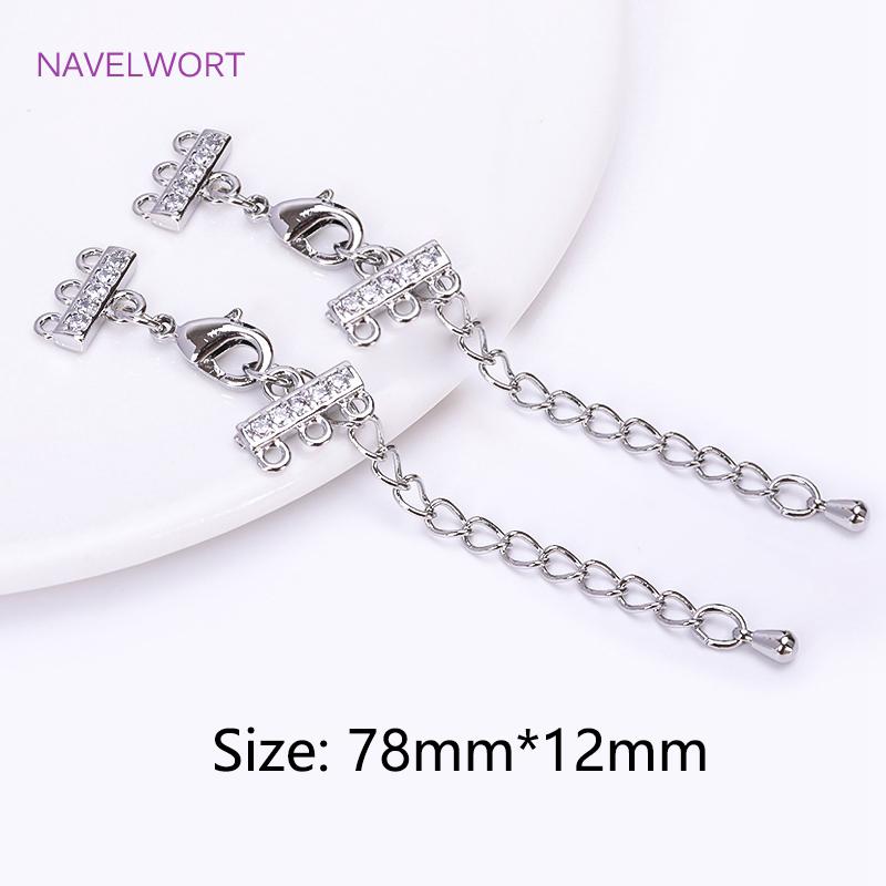 18K Gold Plated 3 Row Clasps with Lobster Extend Chain For Bracelet Necklace Making Findings,DIY Accessories Wholesale
