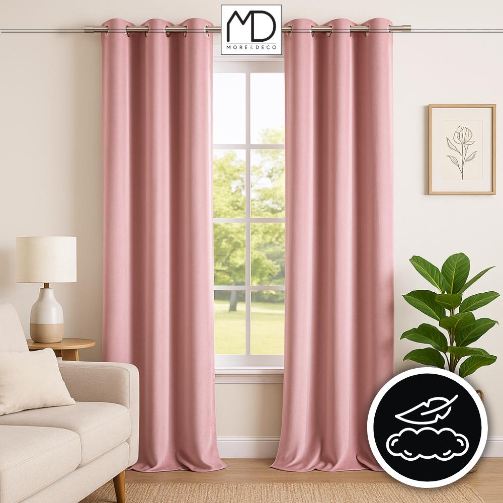 Velvet curtain with eyelets - pink