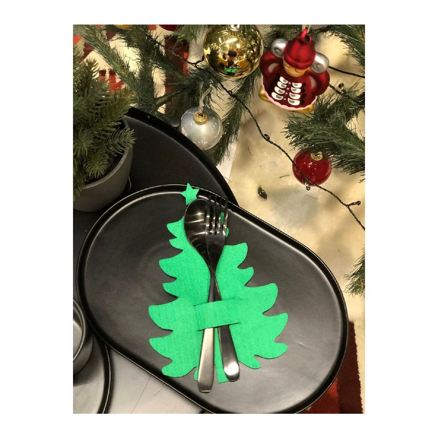 

6шт Рождественский декоративный держатель для ложки в виде сосны Новогодний аксессуар для стола - Декоративный орнамент из фетра Новый год чистый