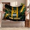 Green Bay Packers Flannel Blanket, Custom Name Text Personalized Soft Throw Blanket Home Decor Gift