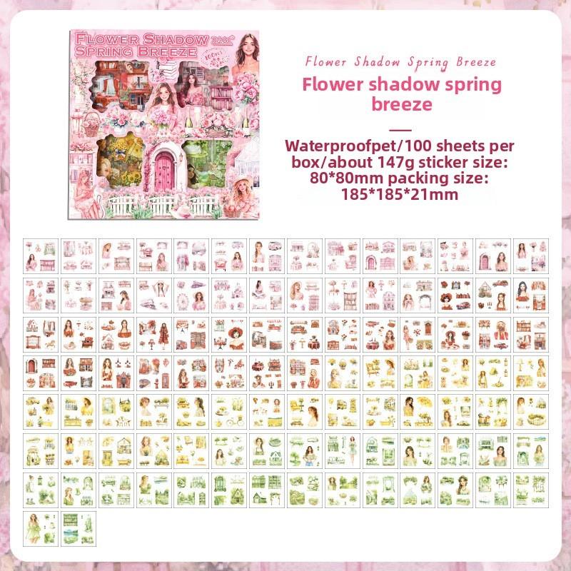 100Pcs/pack Scrapbook Stickers Vintage Flowers Scrapbooking Junk Journal Crafts Embelishment Decoration Sticker