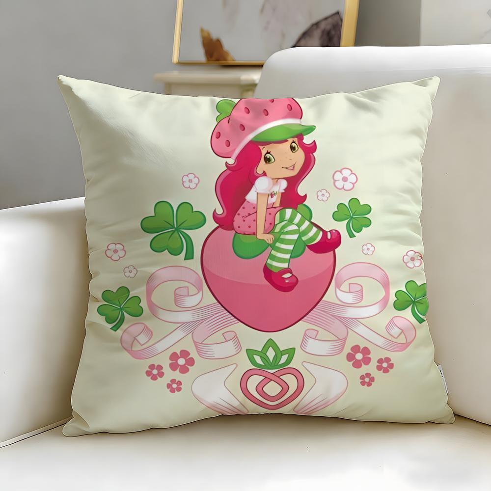 Classic Cartoon Strawberry Shortcake Cushion Cover Soft EasyWash Pillow Case Versatile for Couch Bed Travel and Office