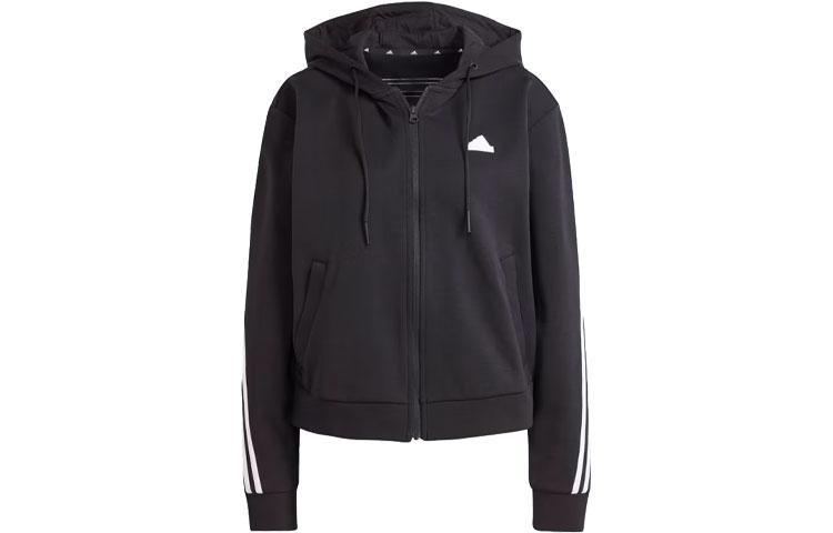 Adidas Future Icons 3 Stripes Full Zip Hoodie Sweatshirt Women s Black IN9475 M