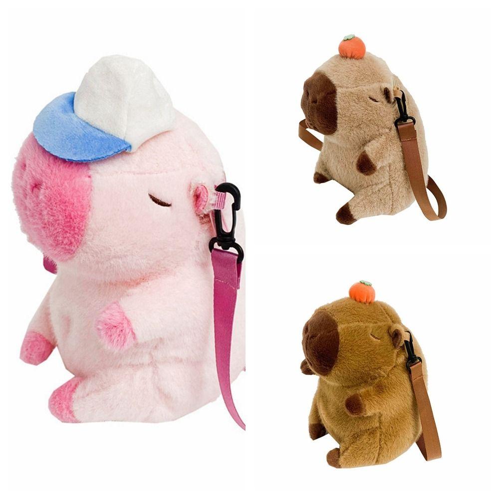 Capybara Cartoon Backpack Animals Students School Bag Sweet Capybara Plush Backpack  Outdoor