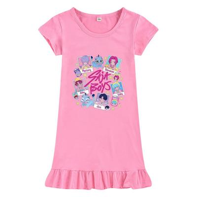 M1206 Kids Girls Sajaboys Kpop Rumi Zoey Mira Print Short Sleeves Ruffle Dress