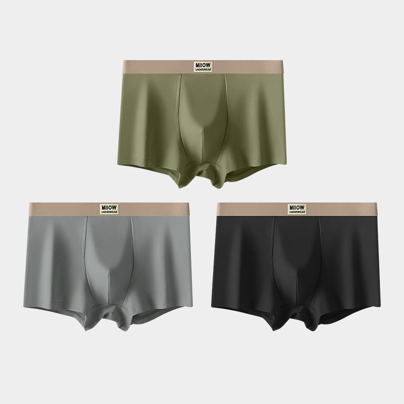 MiiOW 3Pcs Men's Underwear Graphene Antibacterial Underwear Soft and Comfortable Cotton Underwear Ice Silk Flat Corner Underwear L-5XL