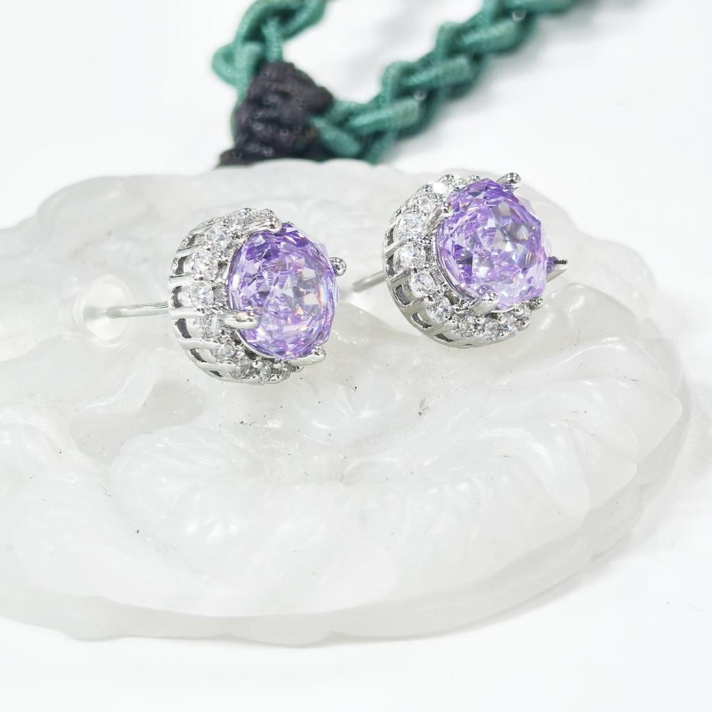 Gethin Jewelry Korean Zircon Ice Flower Cut Stud Earrings & Pendant Set