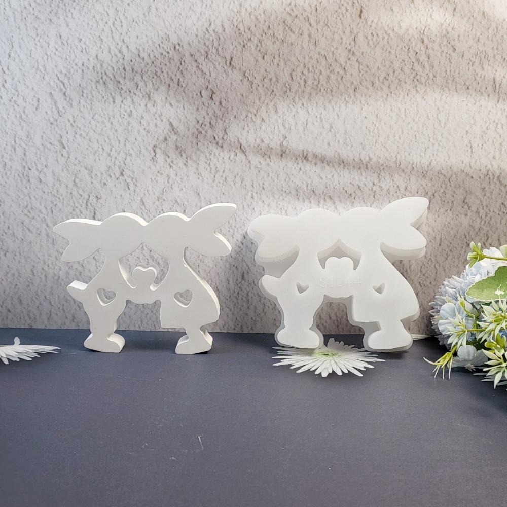 Easter Love Rabbit Silicone Molds DIY Valentine's Day Bunny Aromatherapy Plaster Cement Resin Soap Making Mold Home Decor 2025