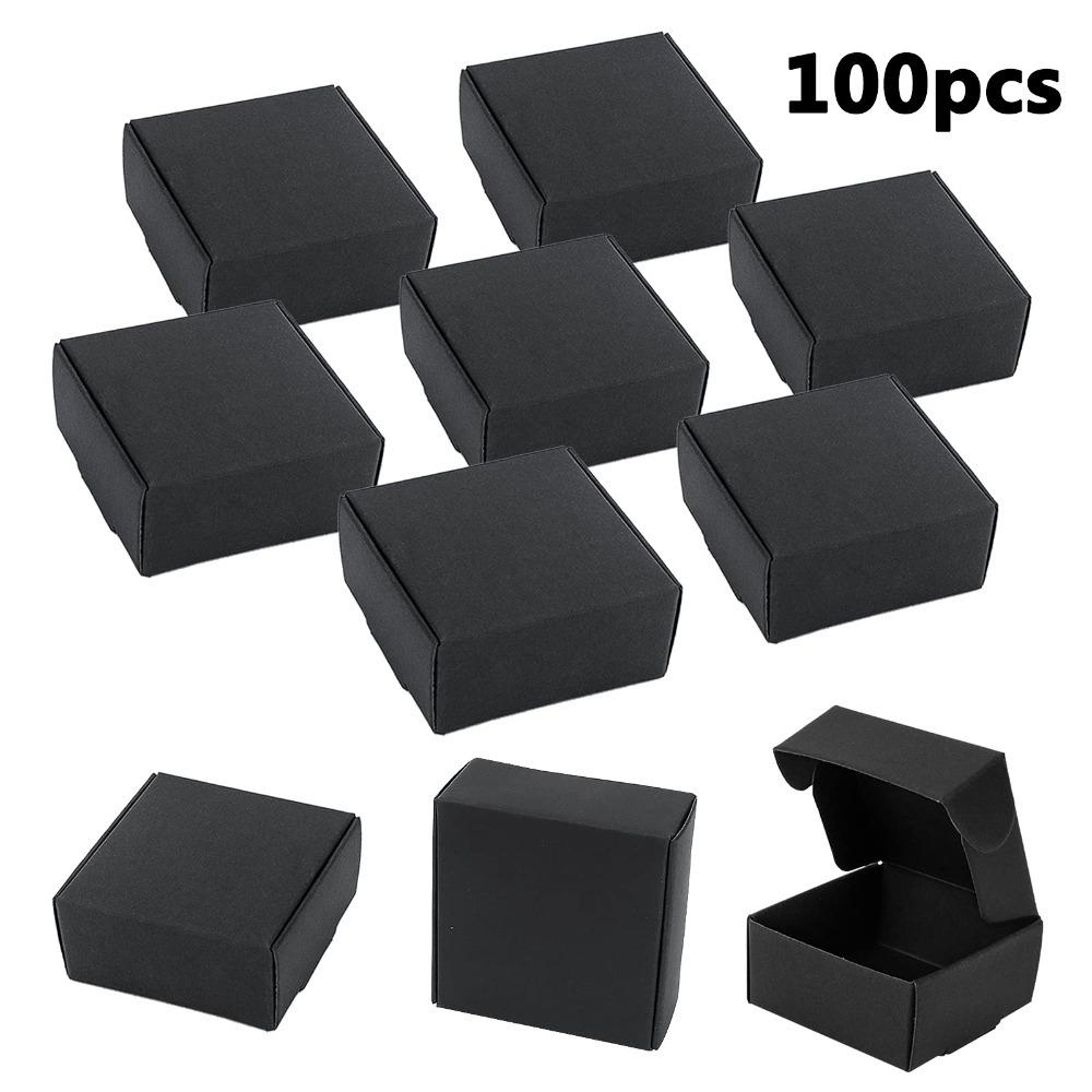 

100 шт. Коробки для колец, подарочные коробки из крафт-бумаги, квадратная подарочная упаковочная коробка для ювелирных изделий, ожерелий, колец, сережек, брошей, коробки для хранения на свадьбах, юбилеях, вечеринках 100pcs чёрный