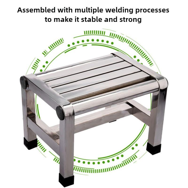 Stainless Steel Square Stool Bathroom Waterproof Shower Stool Household Thickened Anti Slip Small Chair