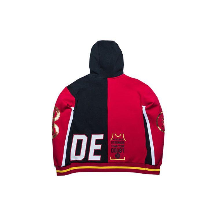 Li Ning Way Of Wade 8 Retirement Night Color Block Hoodie Men hoodies Bulls-Red AWDPD67-1