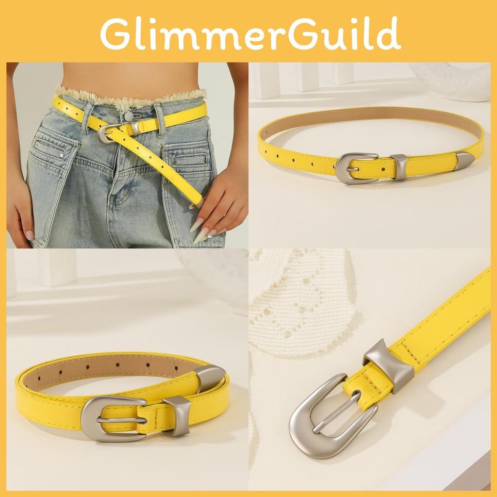 Solid Color Simple Metal Buckle Decoration Women Casual Belt For Daily Use
