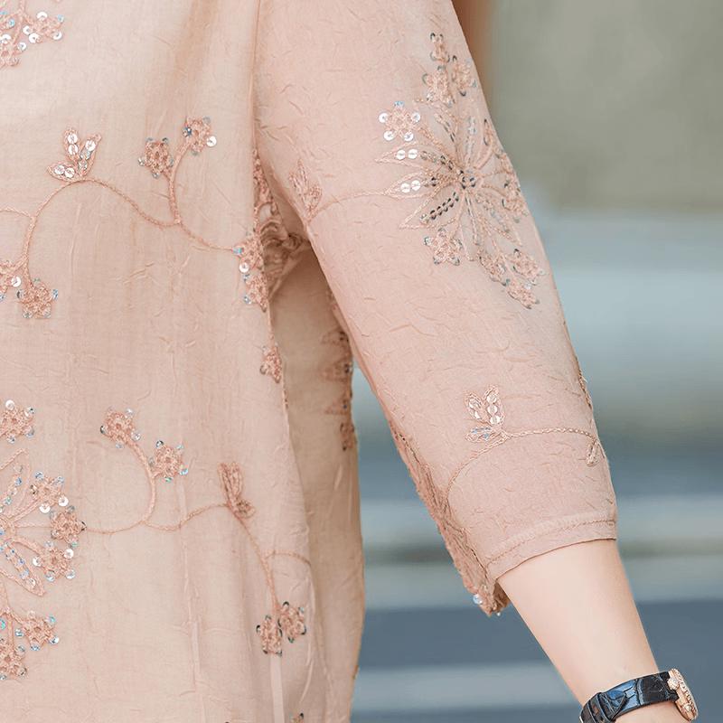 Da Tang Fu Ren Elegant Sequin V-Neck Summer Top