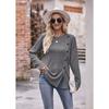 Women's Fashion Casual Spring Fall Solid Color Print Long Sleeve O-Neck Blouses & Shirts