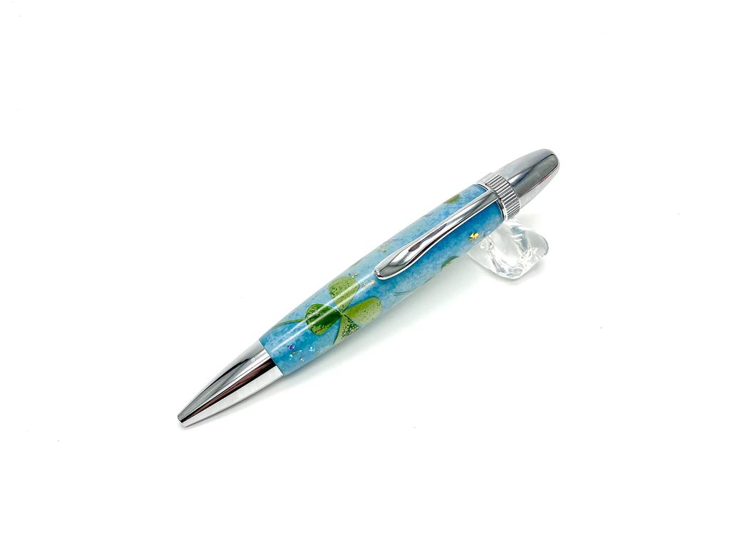 Tfb 2021 Flower Clover Light Premium Ballpoint Yasutaka Takeuchi F-STYLE Pen, Four-Leaf Design, Blue, Pen,