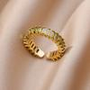 Colorful Cubic Zircon Ring for Women Stainless Steel Gold Color Open Ring Vintage Boho Wedding Party Zircon Gift Accessories
