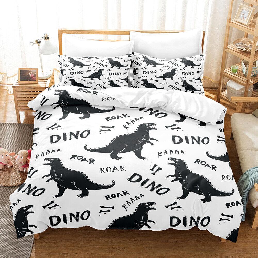 Serie Dinosauri Cartone Animato Copripiumino/Trapunta/Piumino Singolo/Matrimoniale/Queen Set Biancheria da Letto