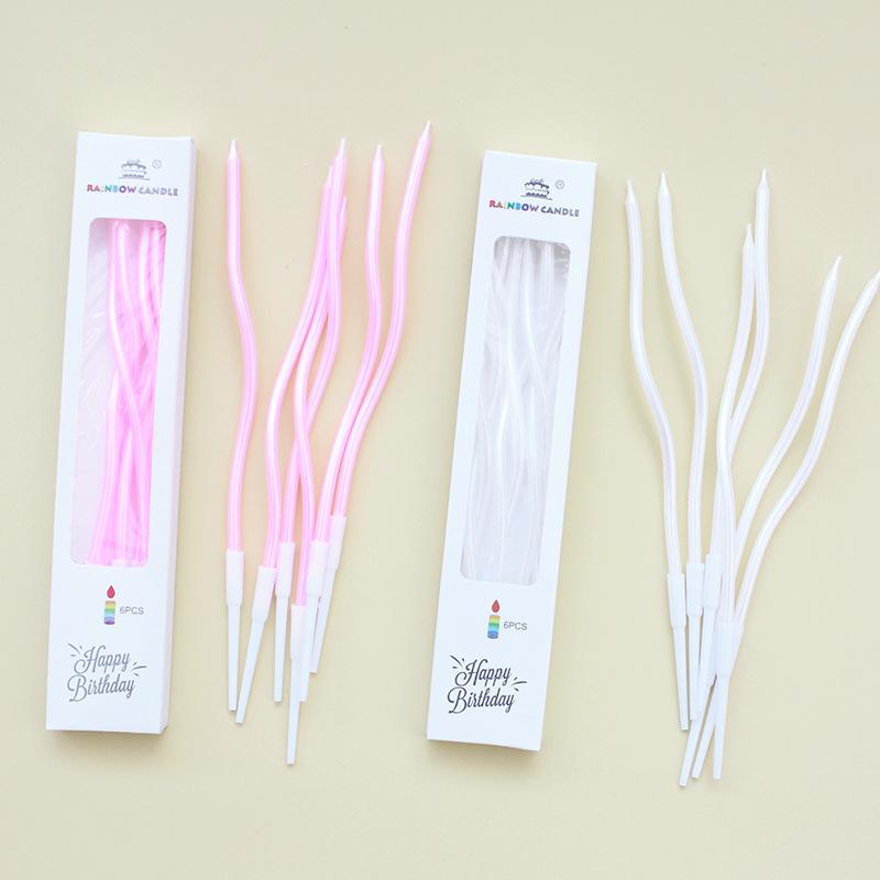 Pearlescent Pink White A8 Straight Pencil Candle Birthday Party Party Curve Pearlescent A15 Candle