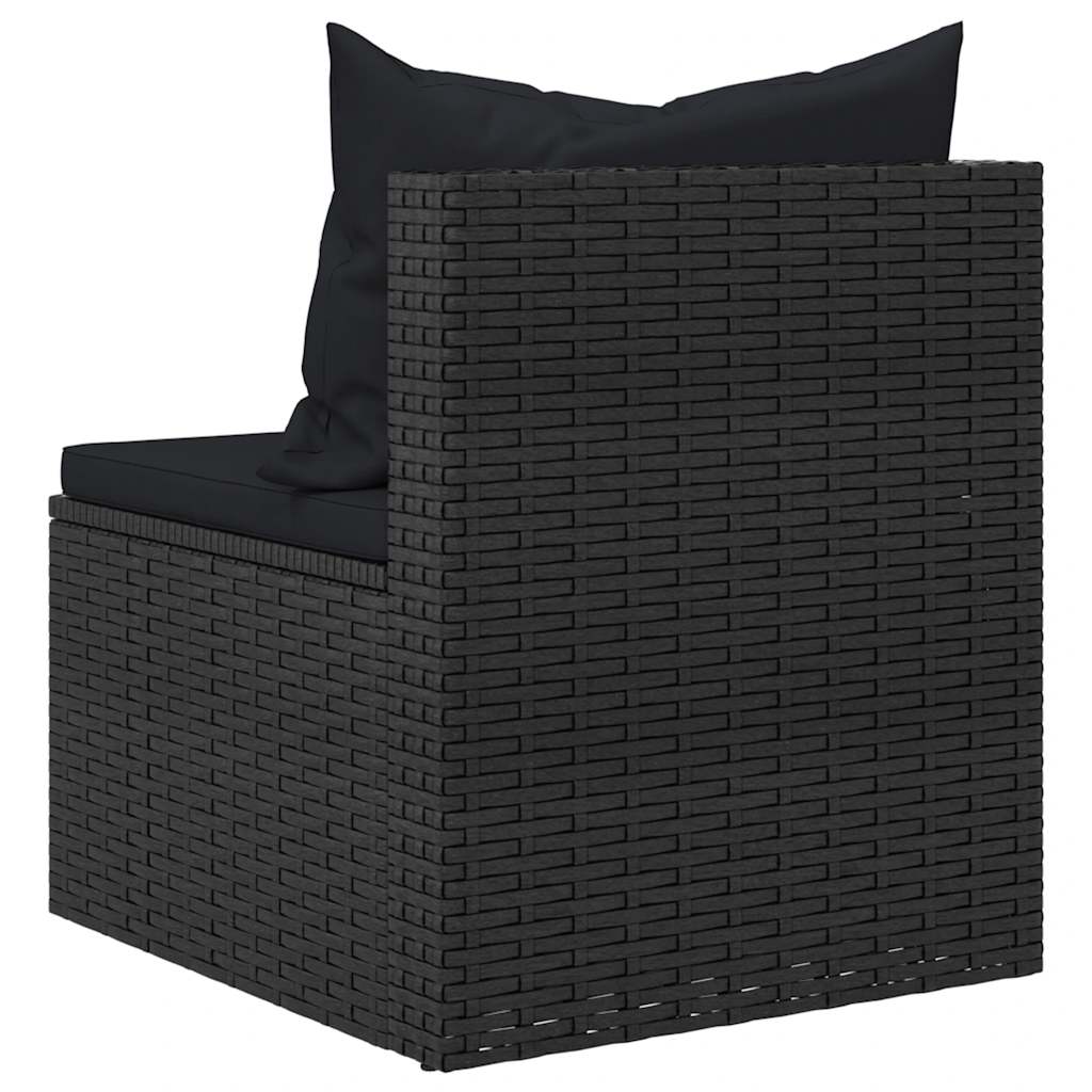 4 Piece Outdoor Sofa Set with Cushions Black Poly Rattan