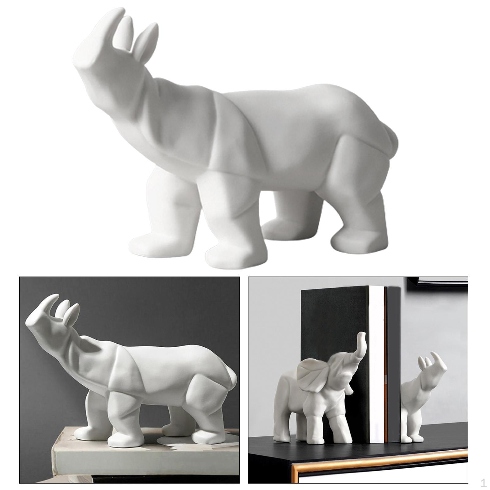 

Sculpture, White Statue, Ceramic , Animal Statues for Living Room, Bedroom, Office Deskp, Cabinets Rhino