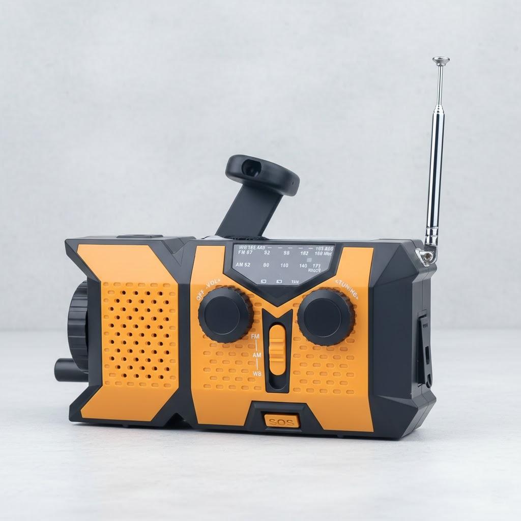 

Portable Emergency Hand Crank Solar Radio with LED Flashlight AM FM NOAA Weather Radio 2000mAh Power Bank Phone Charger помаранчевий