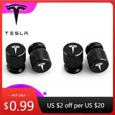 Car Sticker 2025 New Tesla 4pcs Car Metal Wheel Tire Valve Cap Stem Duust Cover For Tesla Model 3 Model S X Model Y Roadster Spa