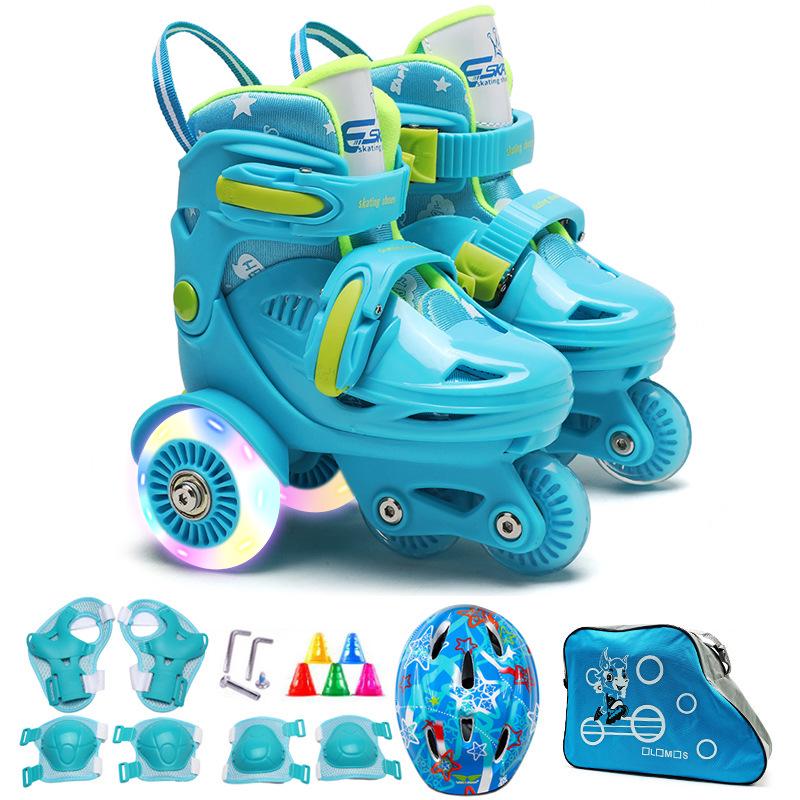 Custom Kids' Beginner Inline Roller Skates with Flashing Double Row Wheels