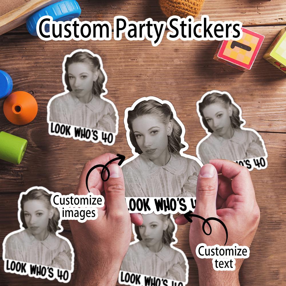 20pcs Custom Retro Face Stickers Personalized Funny Birthday Photo Stickers Retro 30th 40th 50th 60th Birthday Party Decorations