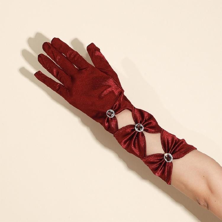 Night Club Party Gloves Stage Performances Satins Gloves MidLength Hand Gloves