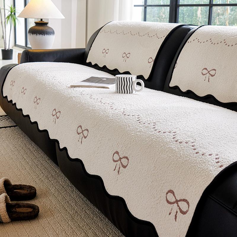 Plush Irregular Sofa Cushion Japanese Breathable Straight Row Sofa Special Machine Washable Leather Seat Cushion Advanced Feeling Cover Cloth