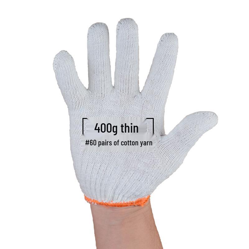 Men's Durable White Cotton Nylon Work Gloves for Construction