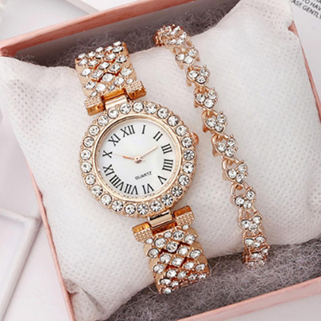 Foreign trade popular fashion Roman pattern diamond ladies watch women's watch quartz watch bracelet women's watch manufacturer ready stock