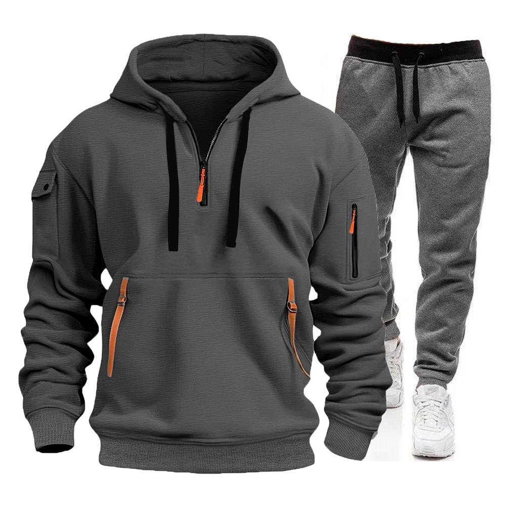 Men's 2024 Spring & Autumn Sports Zip Hoodie Sweatshirt & Sweatpants Set