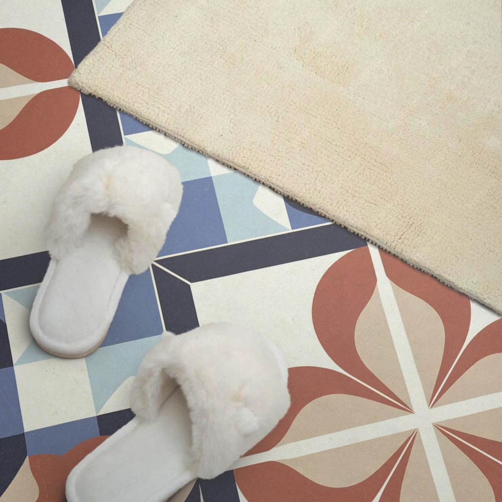 Ready-to-install printed vinyl panel 120x60 cm symmetrical floral pattern