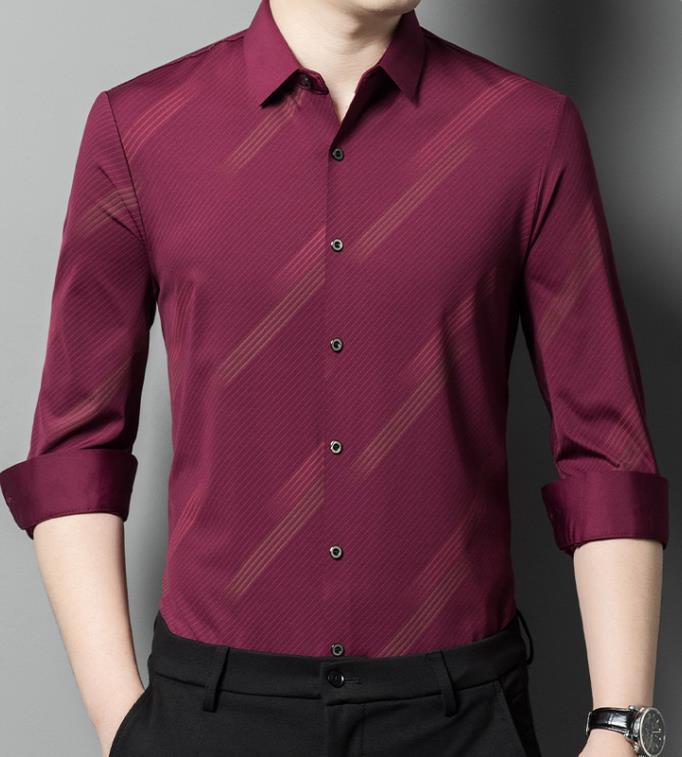 

Мужская роскошная не требующая глажки полосатая рубашка с длинным рукавом в стиле business casual 3XL for 165-180 jin