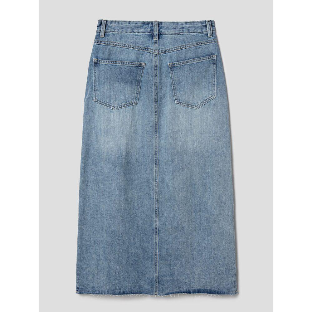 8seconds Washed Denim Long Skirt Sky Blue (164827Gpdq)