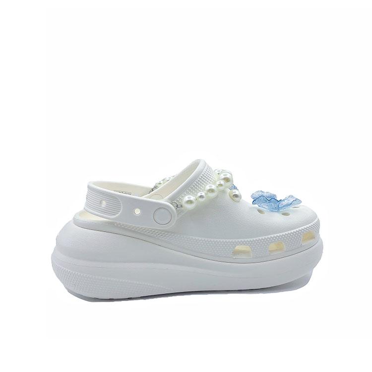 Crocs Crush Clog Pillangós Gyöngyös Aranyos Egyetemi Strand EVA Lyukas Cipő Uniszex Fehér és Kék
