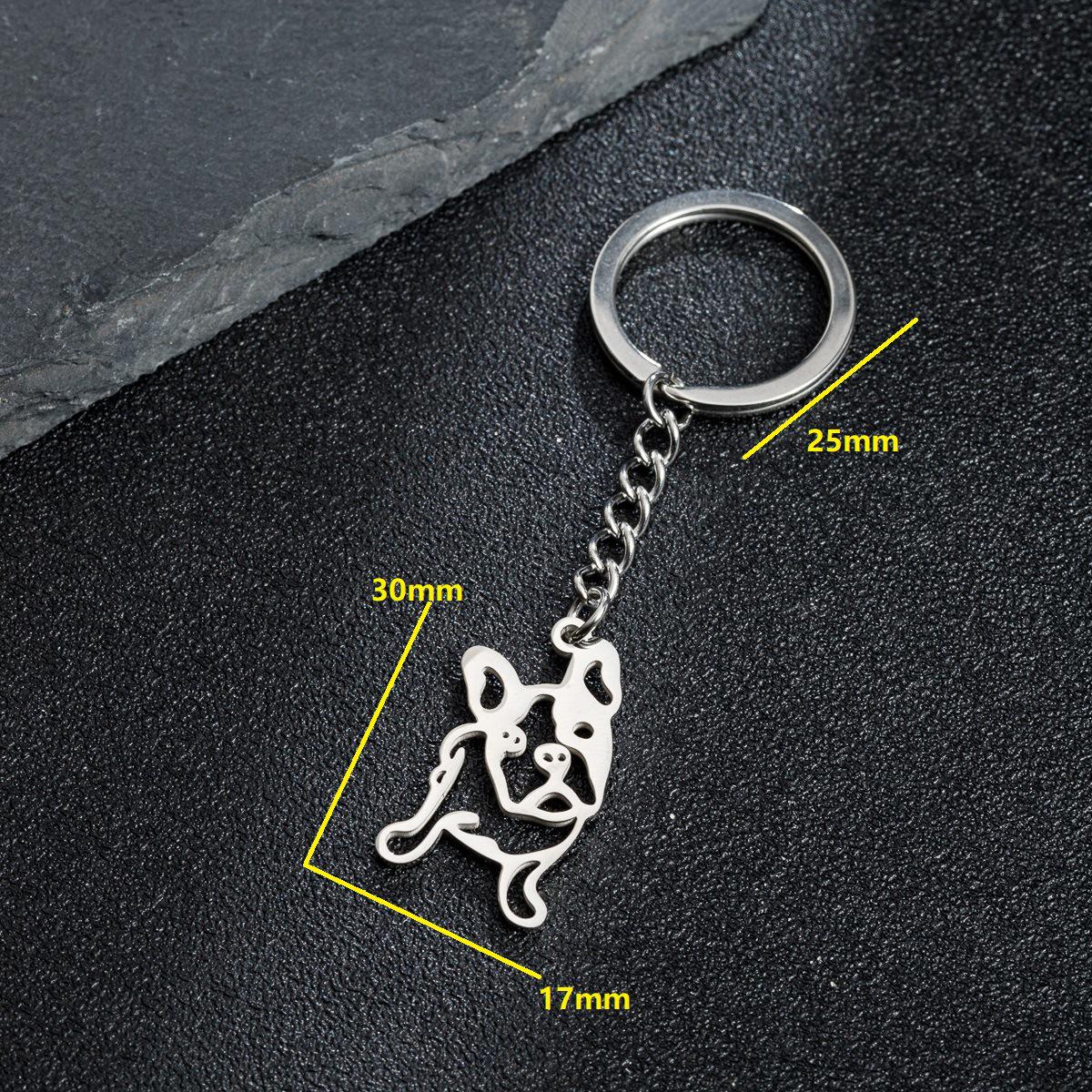 Versatile French Bulldog Pendant Keychain: Fashionable Stainless Steel Animal Jewelry Accessory