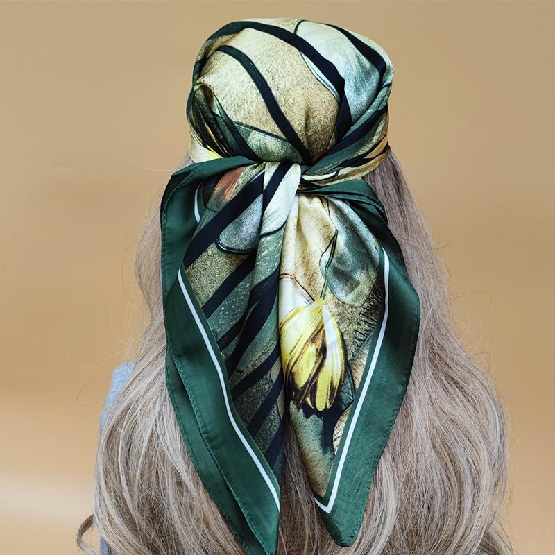 The Four Seasons Beach Kerchief New Style Sunscreen Silk Hijab Women Popular Design Headscarf Luxury 70X70CM Square Scarves