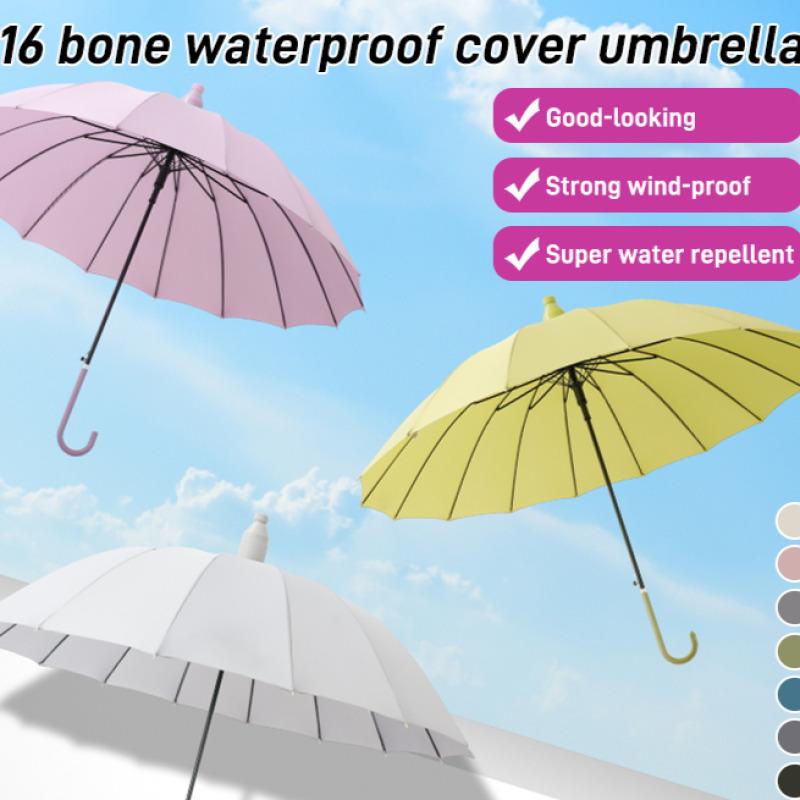 Stylish and Durable Umbrella with 16 Ribs and Carrying Sleeve Ideal for Both Men and Women