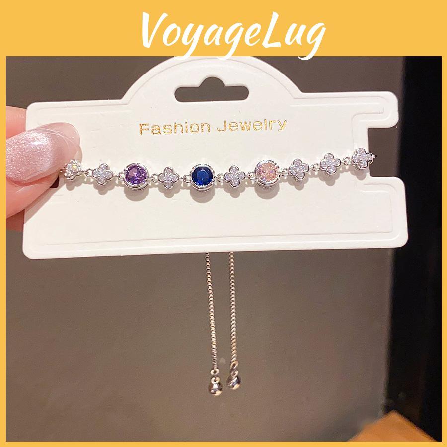 Floral Zirconia Pendant Bracelet With Gold Plating For Elegant Women