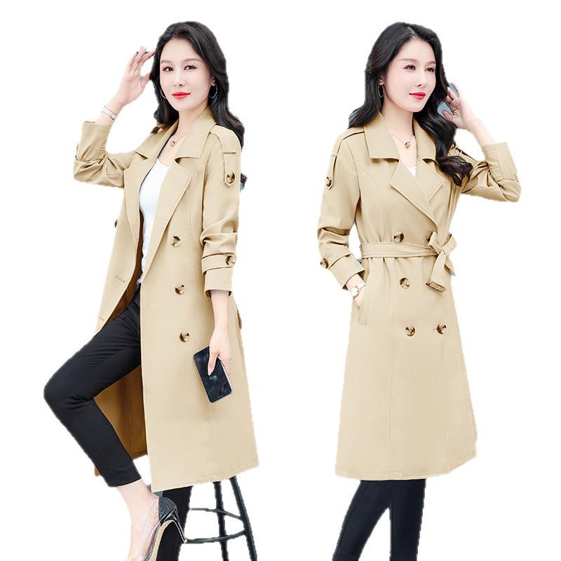 Schicker koreanischer Damen-Midilang-Trenchcoat – Frühjahr/Herbst-Kollektion 2025, großer Kragen, Übergröße, schlankmachende Oberbekleidung