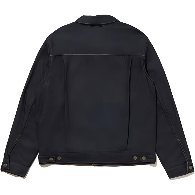 Levis FW24 Wellthread Series Solid Color Pleated Detail Flap Pocket Button-Down Long Sleeve Denim Jacket Men jackets Deep-Indigo A9190-0000