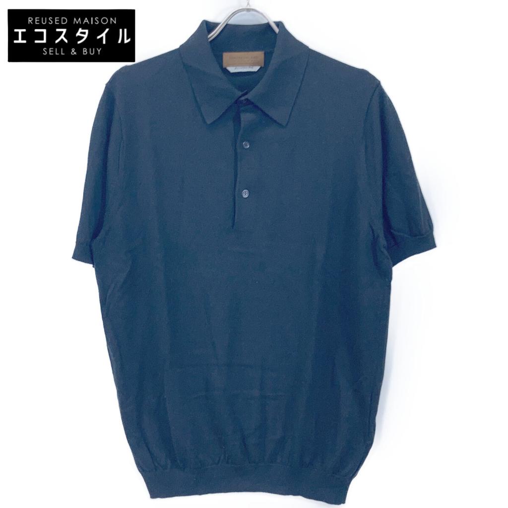 TOMORROWLAND 61-02-12-02002 Black Silk Cotton Knit Polo Shirt SESIA tops M blackUsed