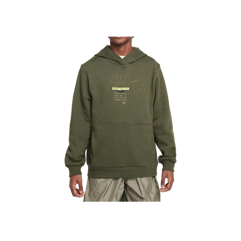 Nike Sportswear Club Logo Hoodie Sweatshirt Kids Tops Khaki-Green FN9100-325